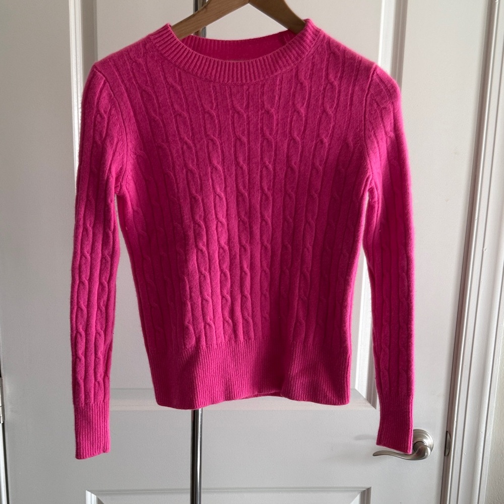 Vineyard Vine Cashmere Pink Fuchsia Cable Knit Sweater XXS fits XS